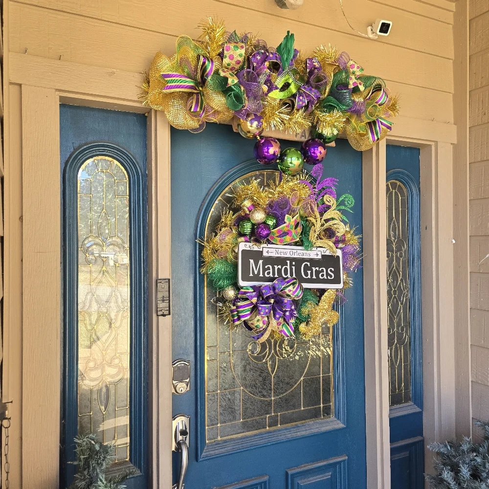 Mardi Gras Wreath & Garland Combo